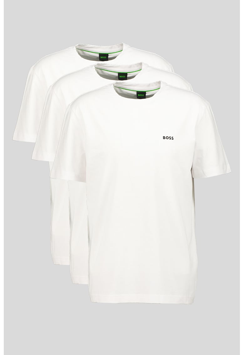 Tricou regular fit cu logo - Alb
