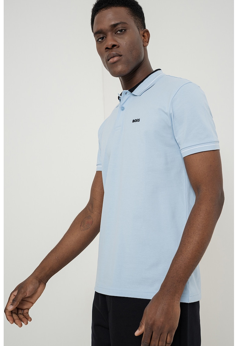 Tricou polo cu logo - Albastru pastel