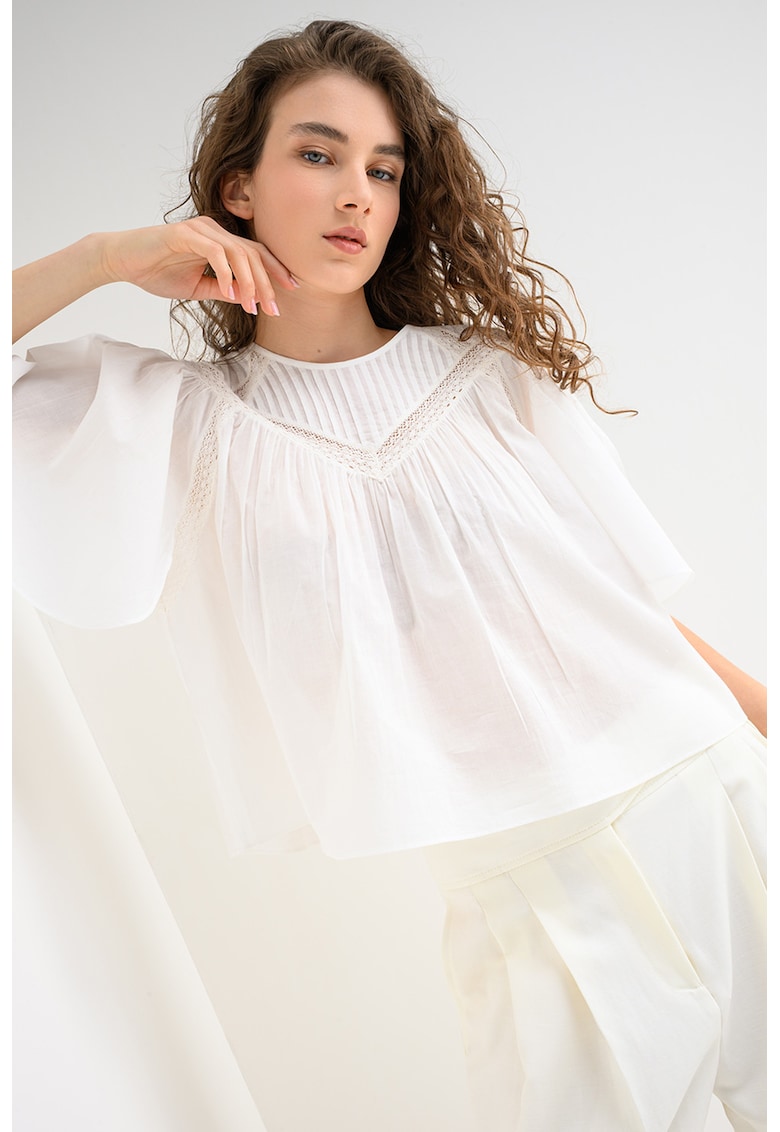 Bluza lejera cu maneci medii - Alb murdar
