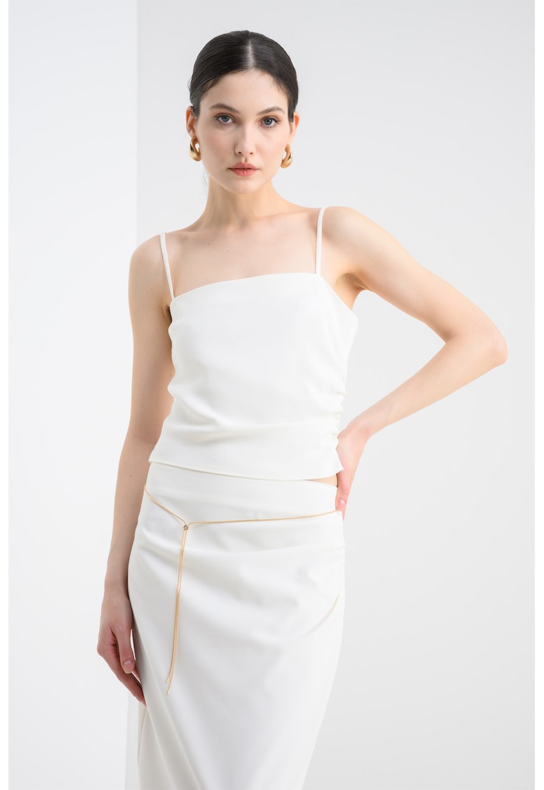 Bluza uni slim fit - Alb fildes