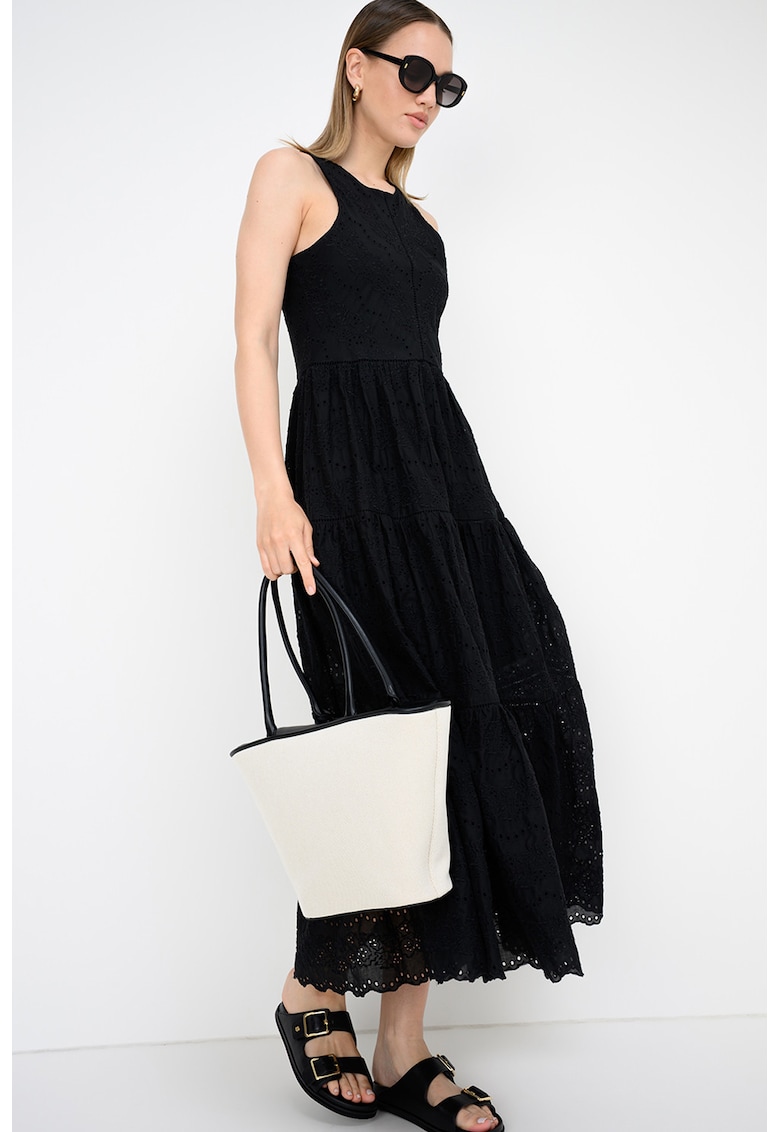 Rochie lunga cu dantela Sangallo Denvia - Negru