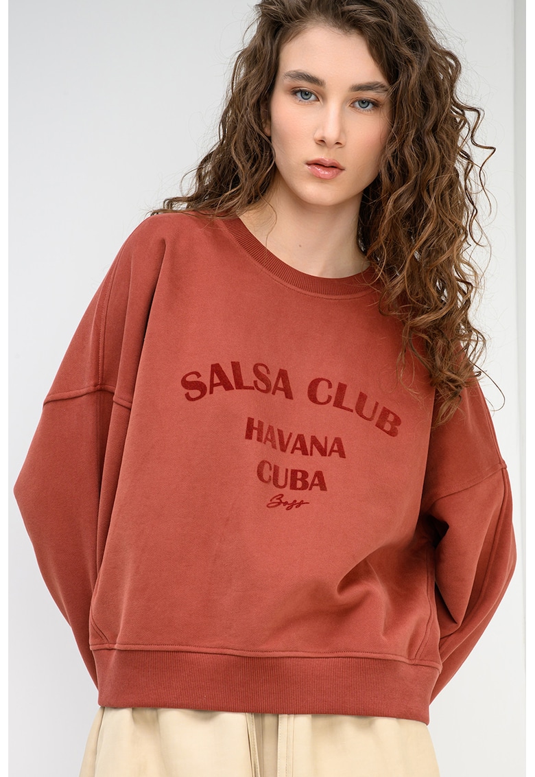 Bluza sport lejera cu text - Portocaliu stins