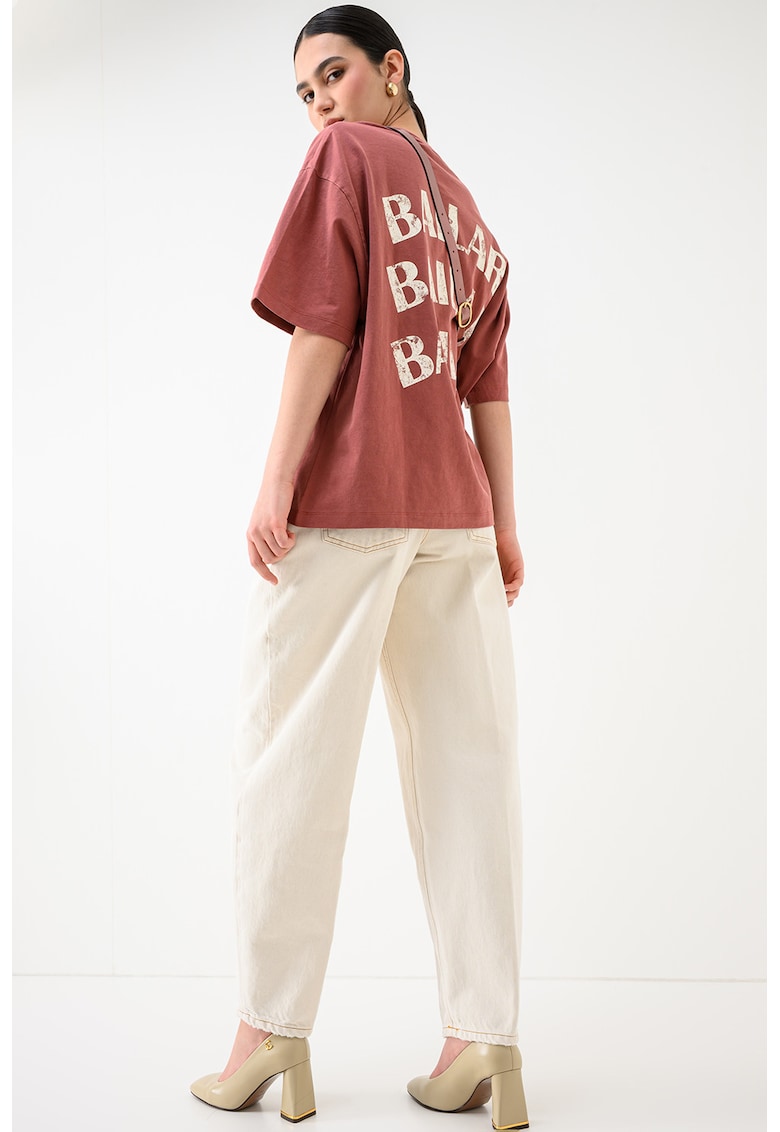 Tricou lejer cu text - Rosu inchis