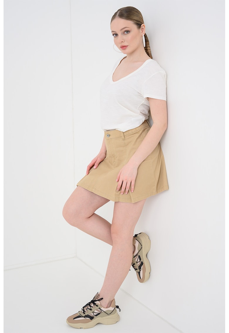 Tricou de bumbac cu decolteu rotund - Alb murdar