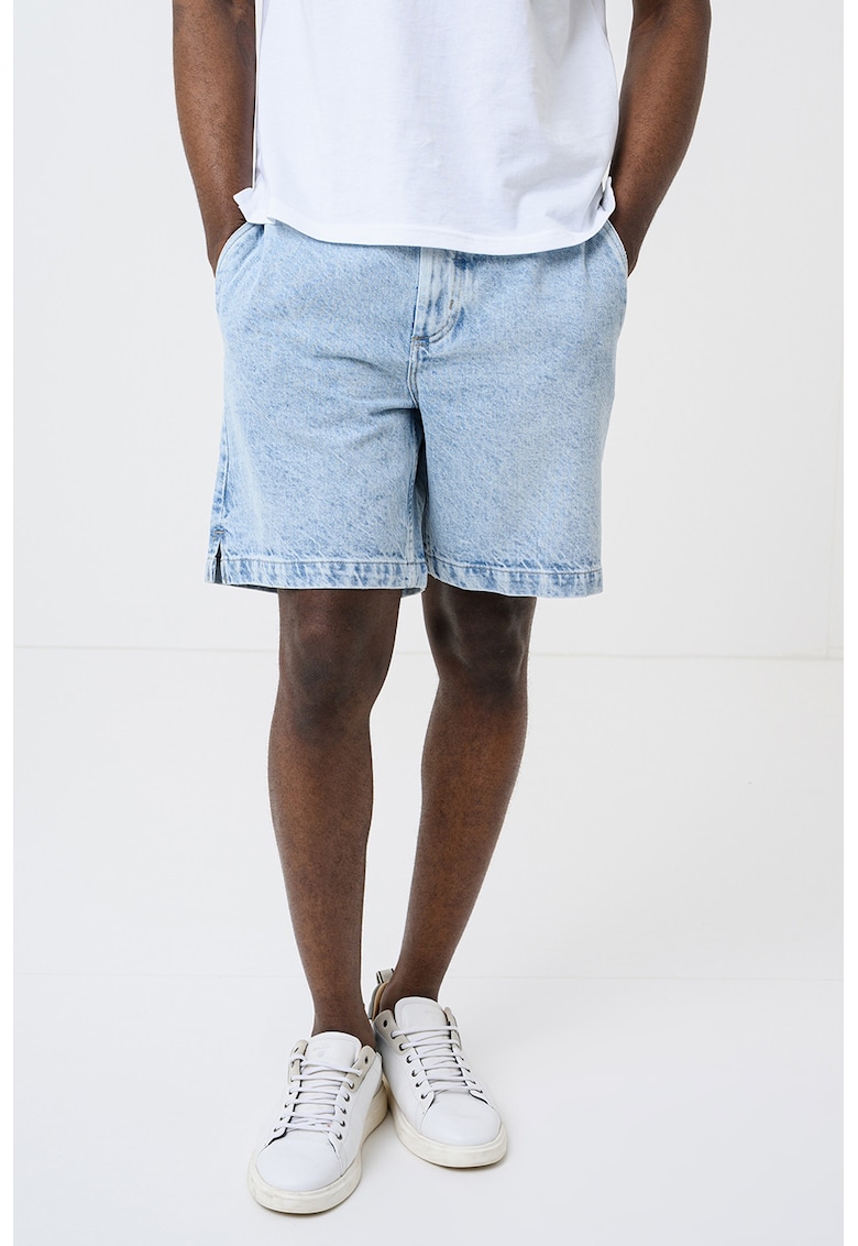 Bermude din denim cu gaici pentru curea - Albastru deschis