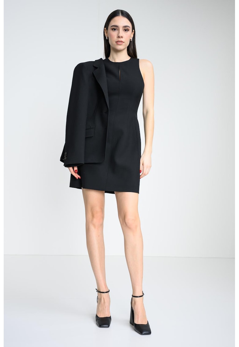 Rochie scurta cu croiala dreapta si decupaj - Negru