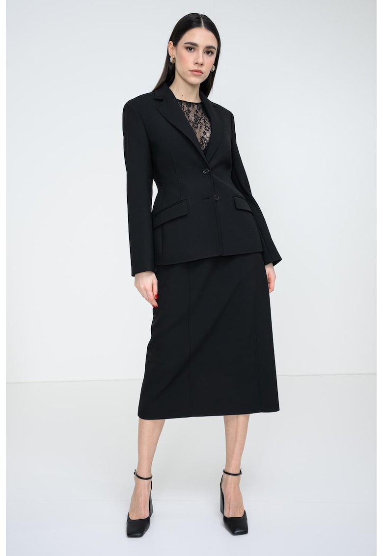 Sacou uni cu nasturi - Negru