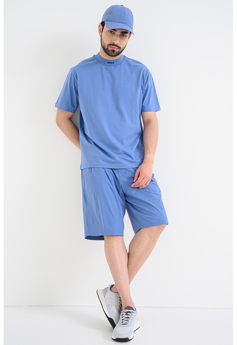 Pantaloni scurti cu talie elastica si buzunare - Albastru azur