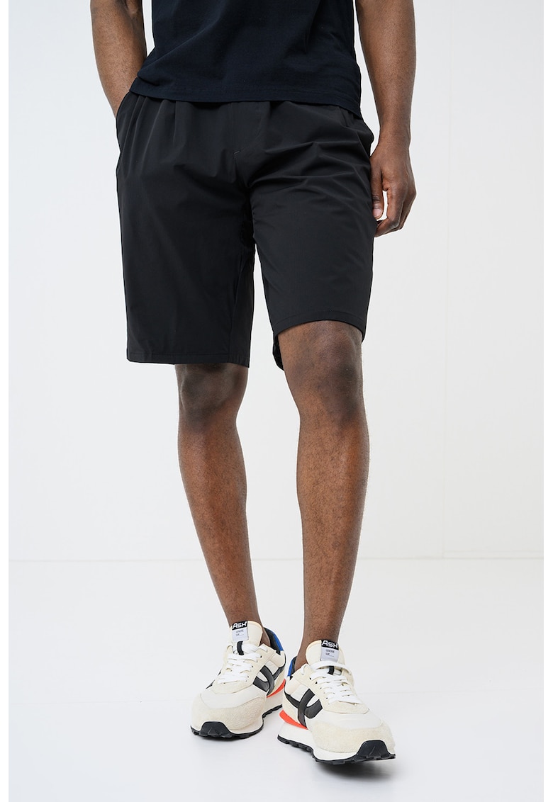 Pantaloni scurti cu talie elastica si buzunare - Negru