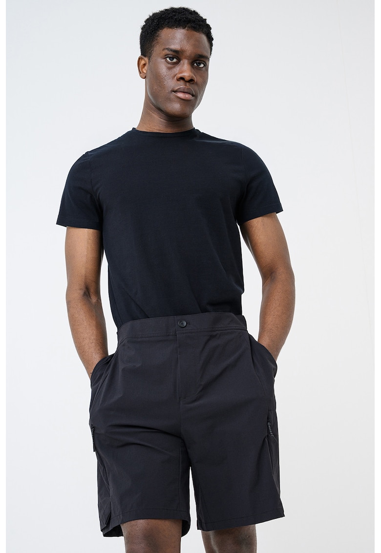Pantaloni scurti relaxed fit cu buzunare - Negru