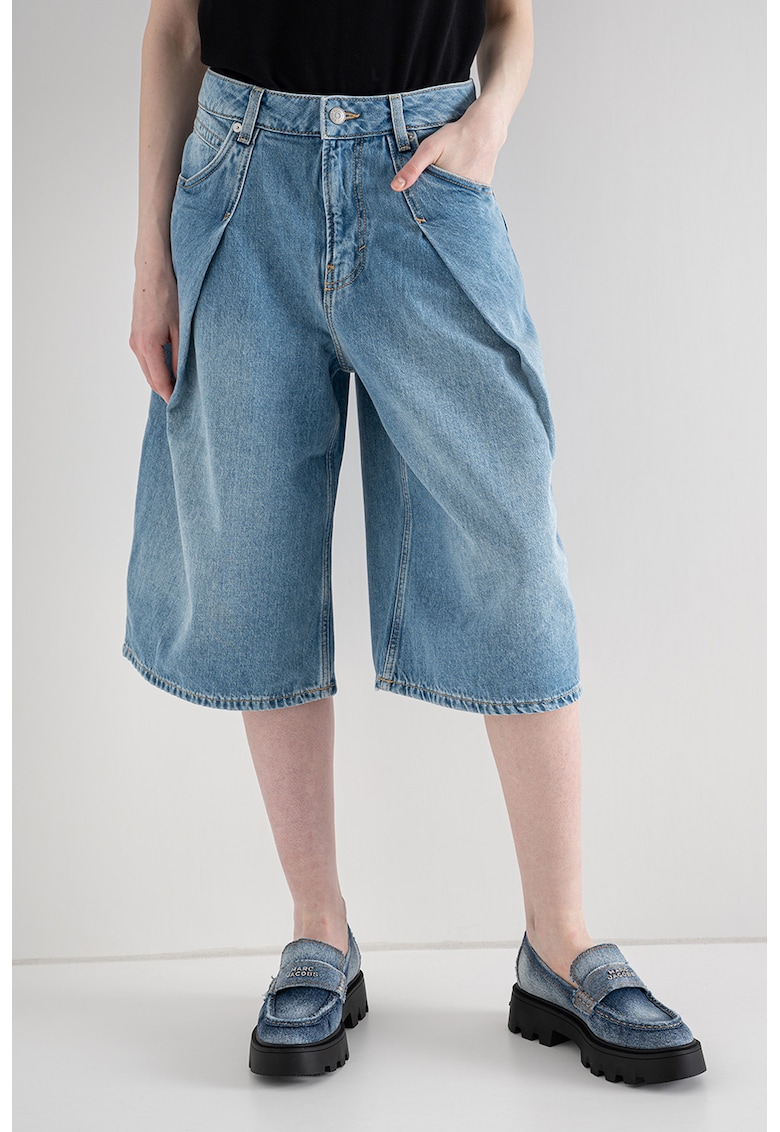 Pantaloni scurti balloon fit din denim - Albastru deschis