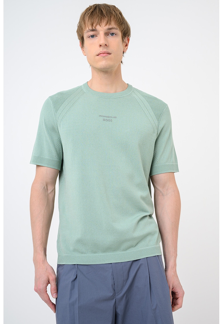 Pulover din amestec de matase cu maneci scurte Spirit70 - Verde fistic
