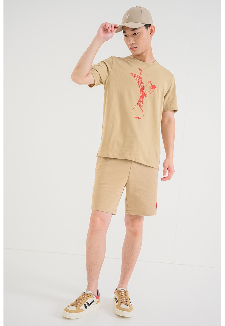 Tricou regular fit Duhorse - Maro camel/Rosu vermillion