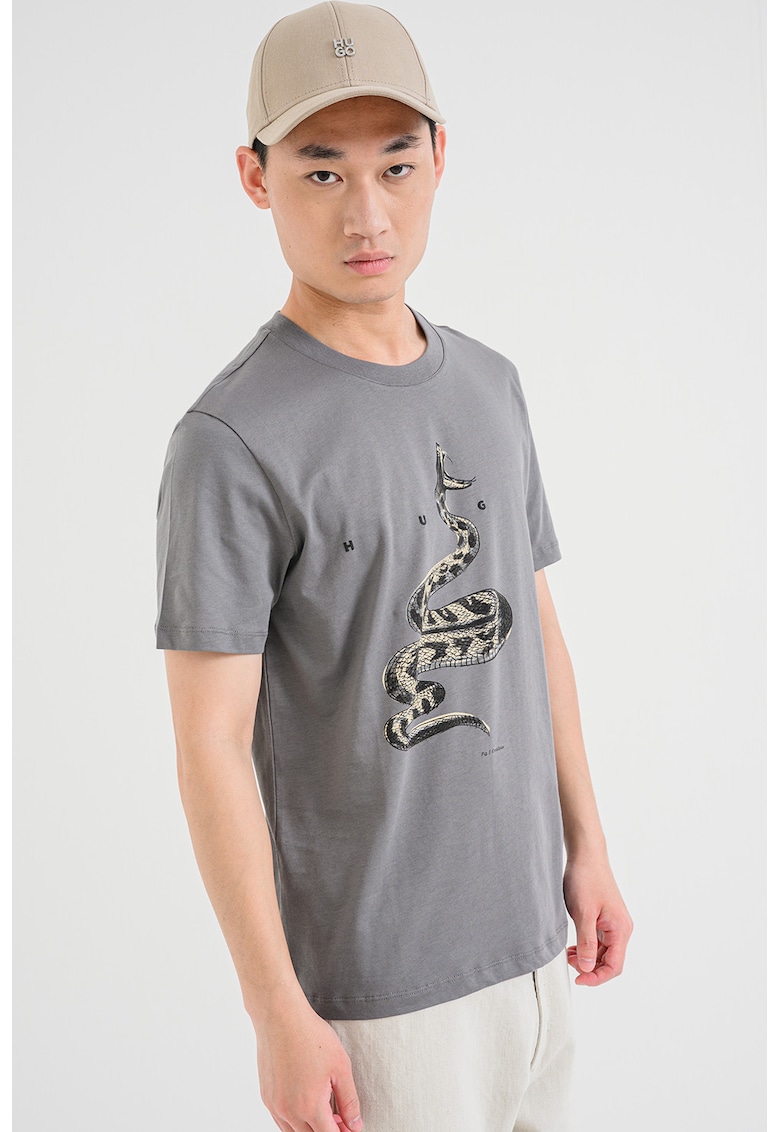 Tricou cu imprimeu grafic Discorb - Negru/Bej/Gri carbune