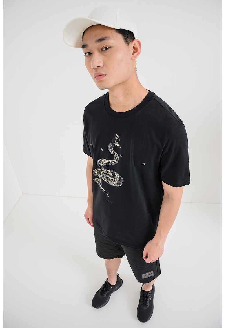 Tricou cu imprimeu grafic Discorb - Negru/Gri/Galben