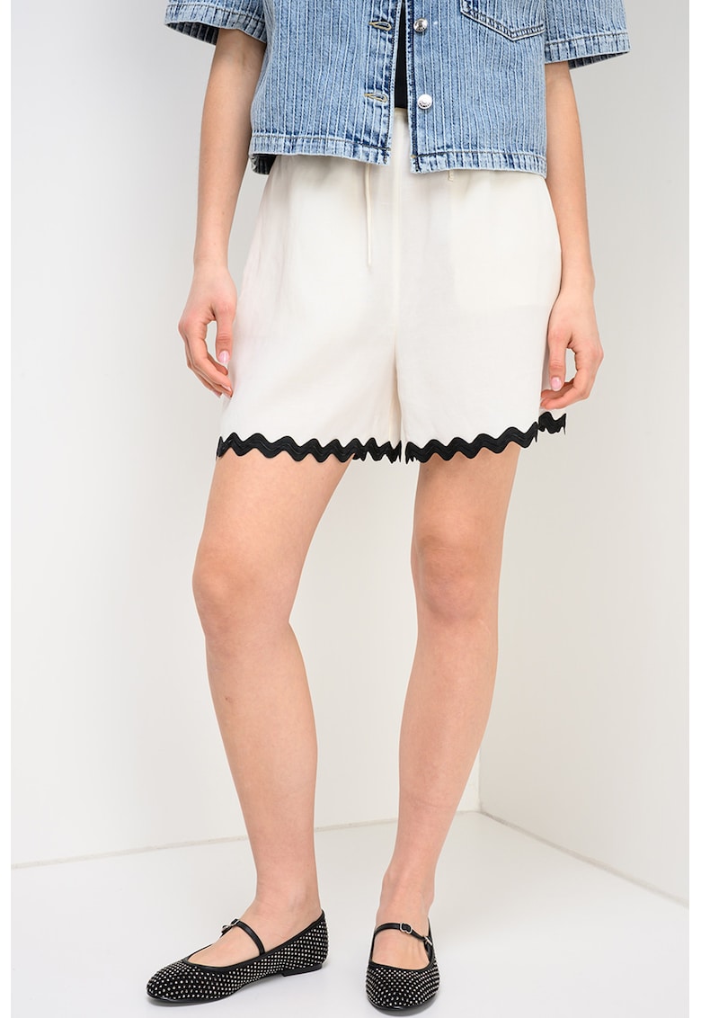 Pantaloni de lyocell relaxed fit de lyocell si in cu terminatii valurite Haslala - Negru/Ecru