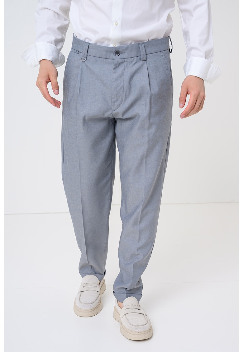 Pantaloni conici din amestec de in Kerin - Albastru prafuit