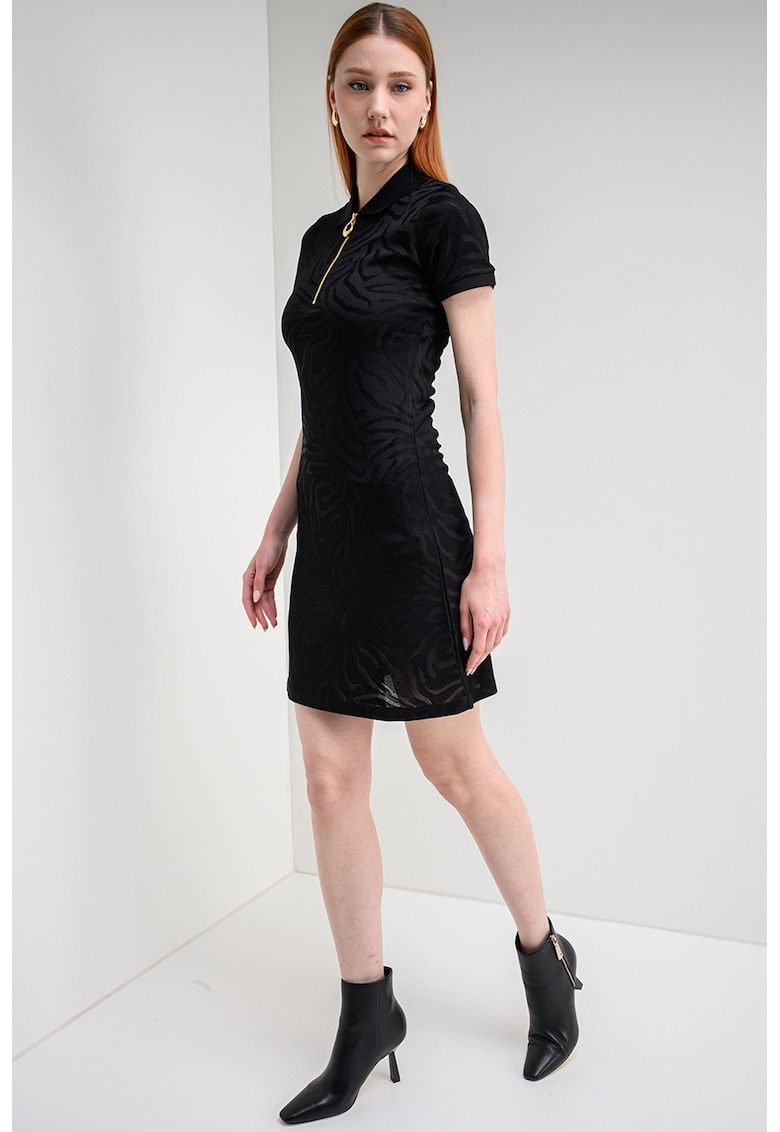 Rochie mini cambrata cu fermoar scurt Nofina - Negru
