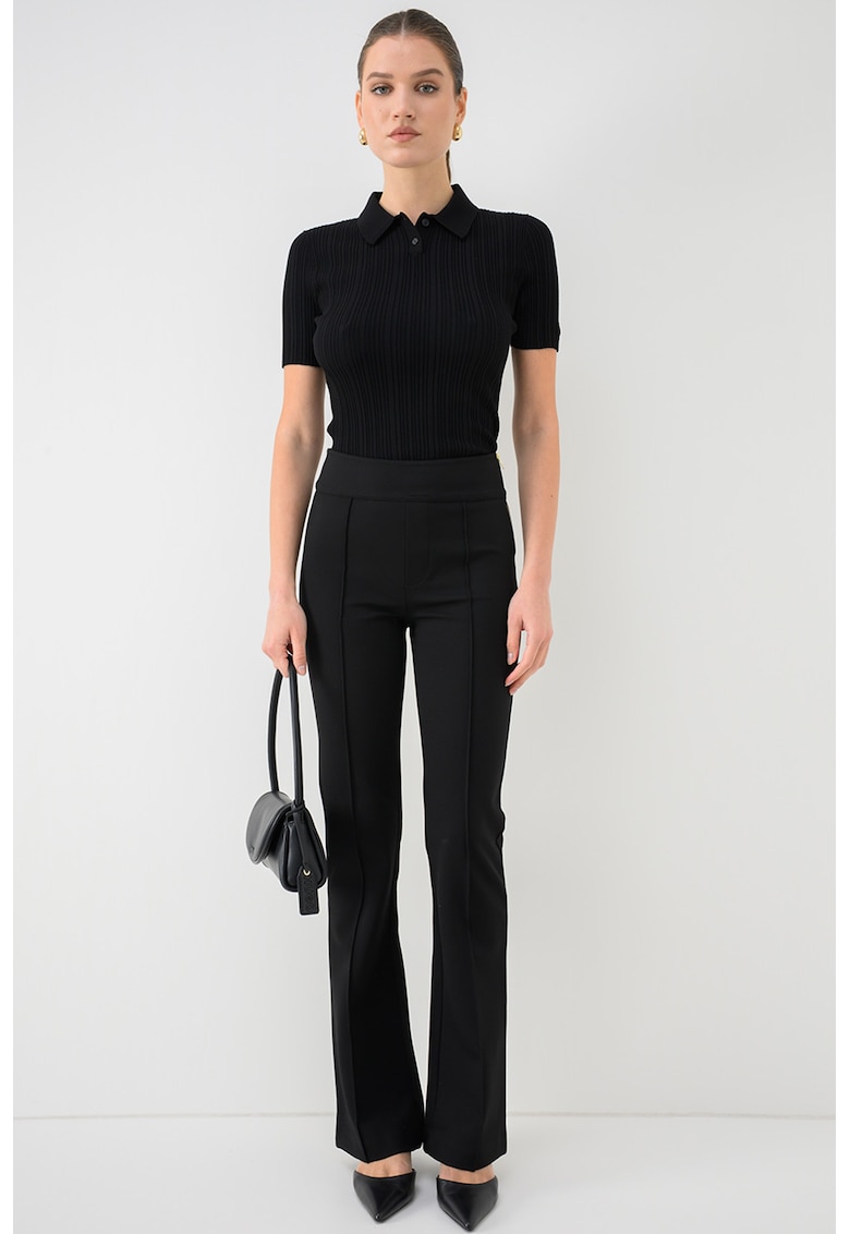 Pantaloni evazati cu talie inalta - Negru