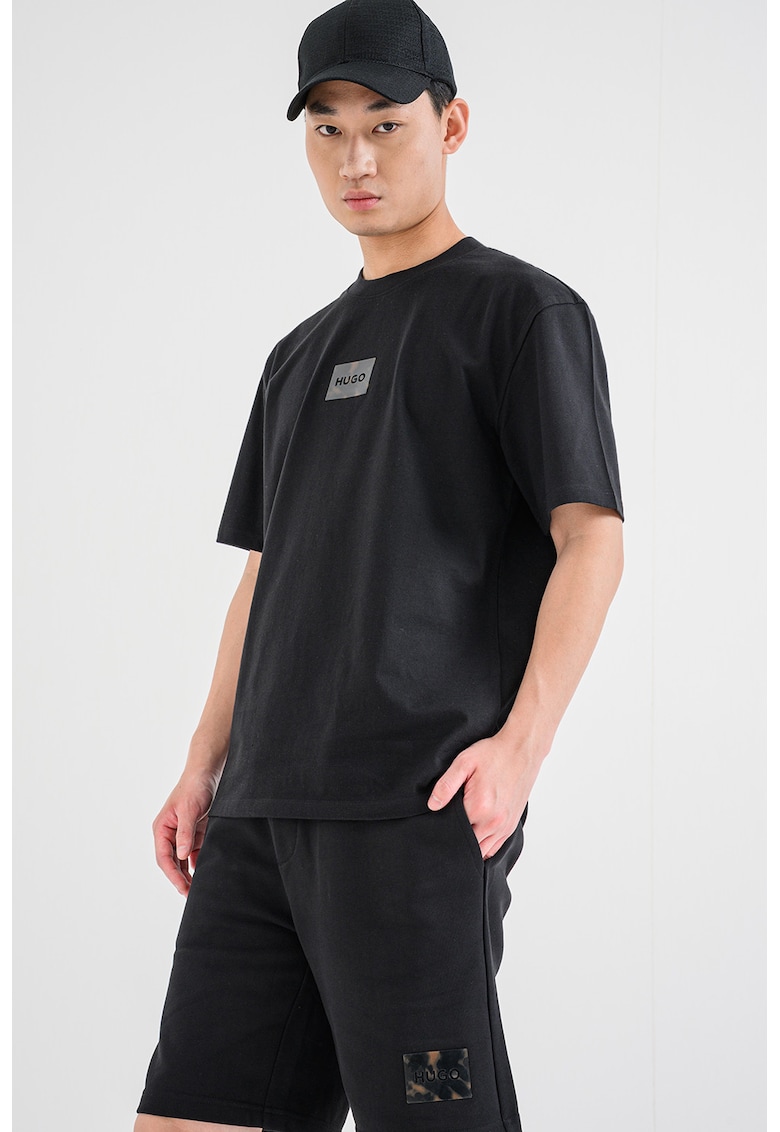 Tricou lejer cu logo pe piept Dumeon - Negru