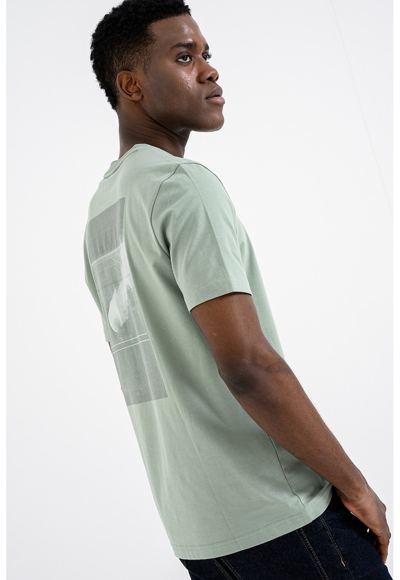 Tricou slim fit cu imprimeu pe partea din spate - Verde fistic