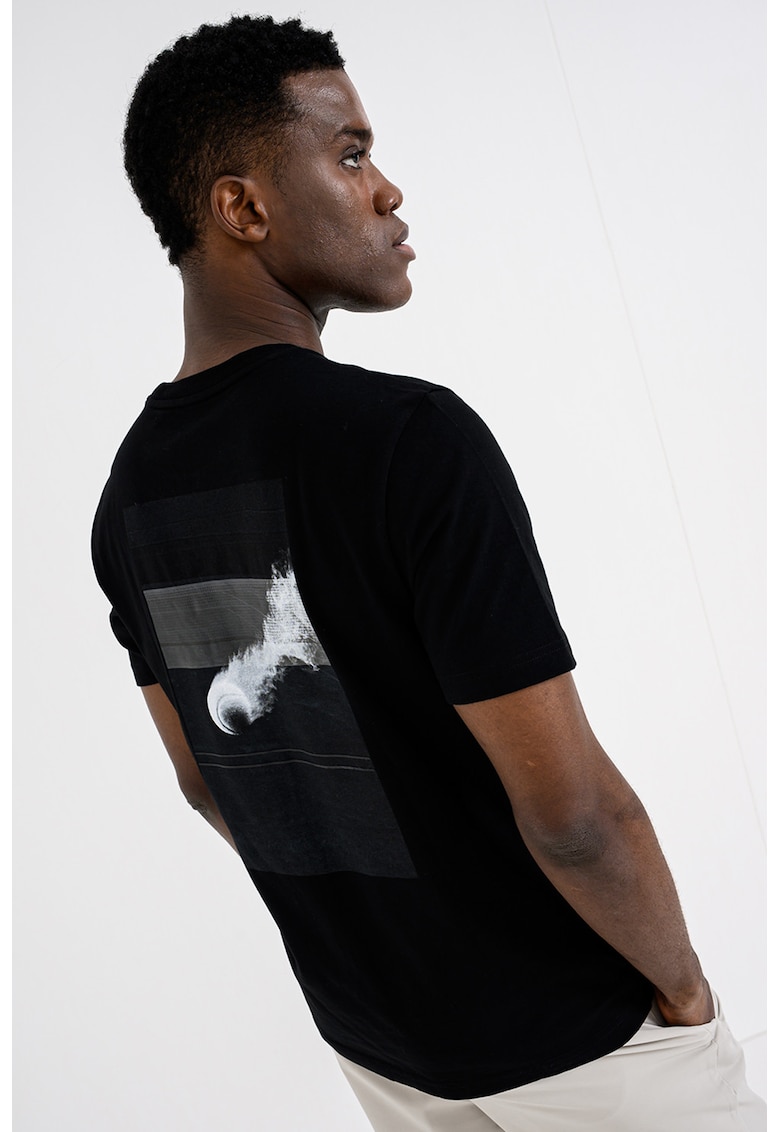 Tricou slim fit cu imprimeu pe partea din spate - Negru/Gri
