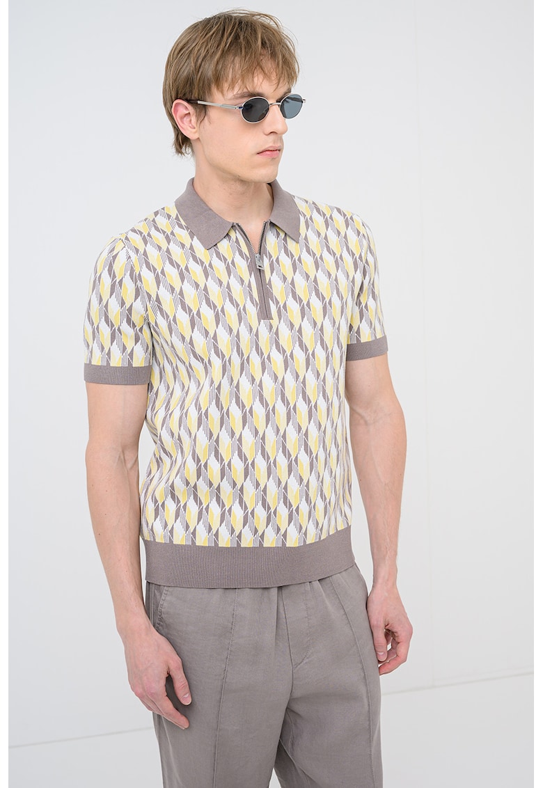 Tricou polo Seomo - Maro taupe/Galben miere