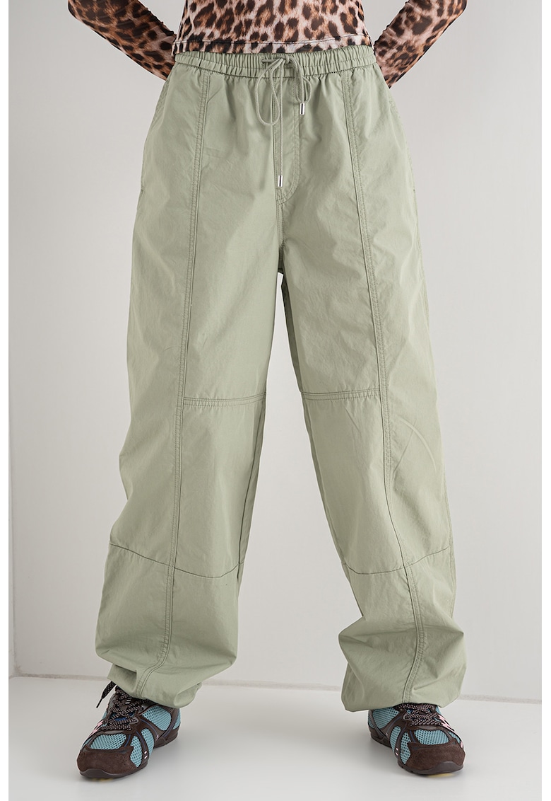 Pantaloni relaxed fit cu margini ajustabile - Sage Green