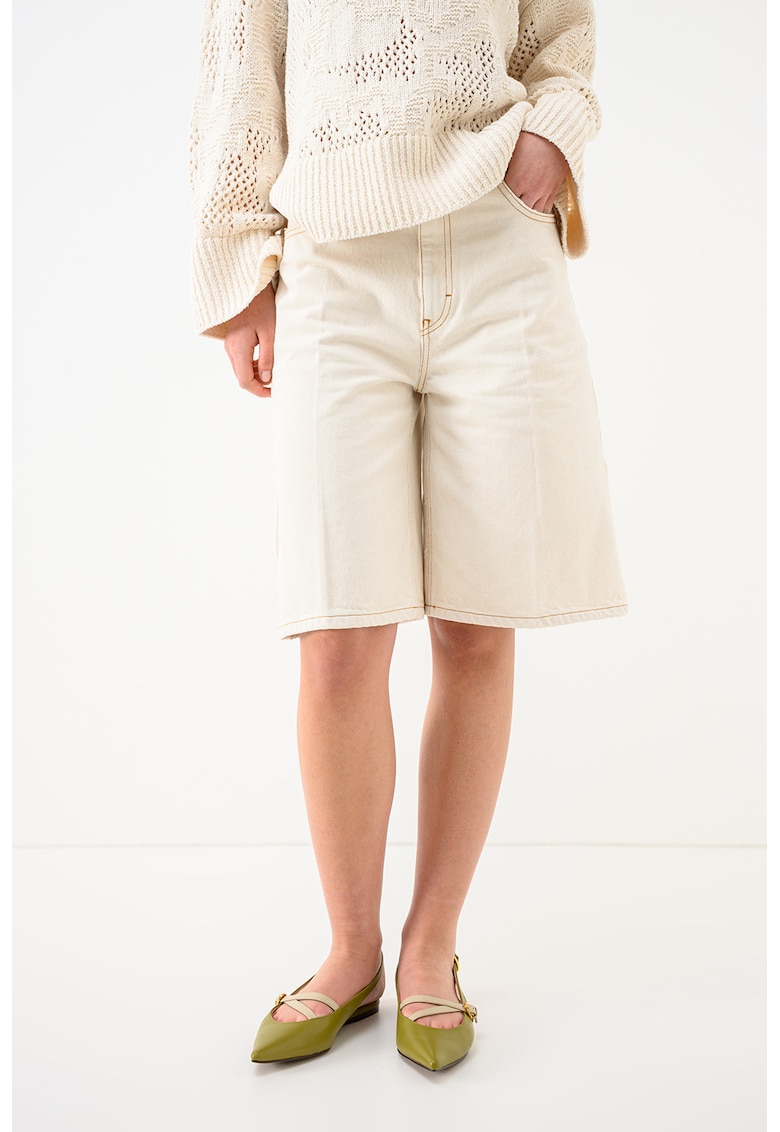 Bermude de denim cu 5 buzunare - Maro camel