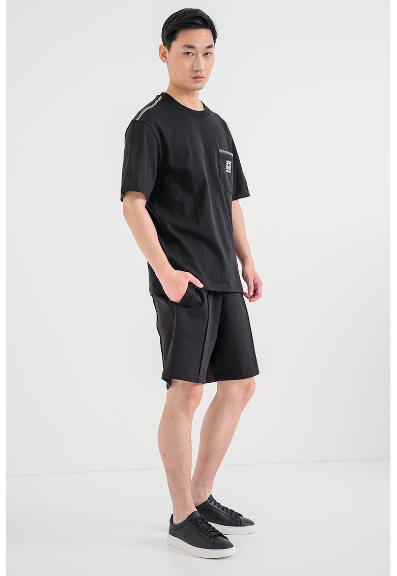 Tricou lejer cu buzunar pe piept Darro - Negru/Alb optic