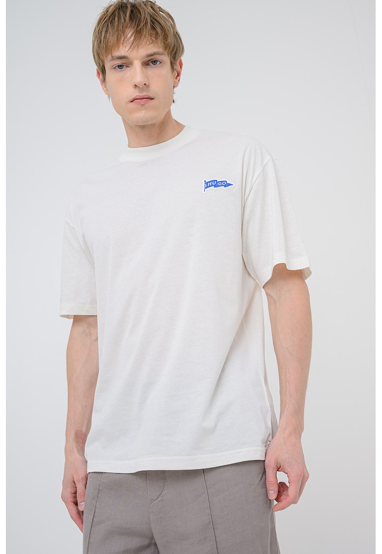 Tricou cu decolteu la baza gatului Nohalto - Alb fildes