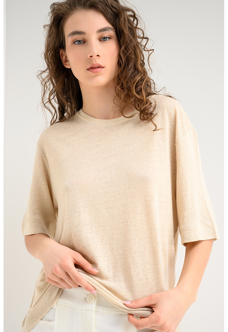 Tricou lejer din in Emma - Bej