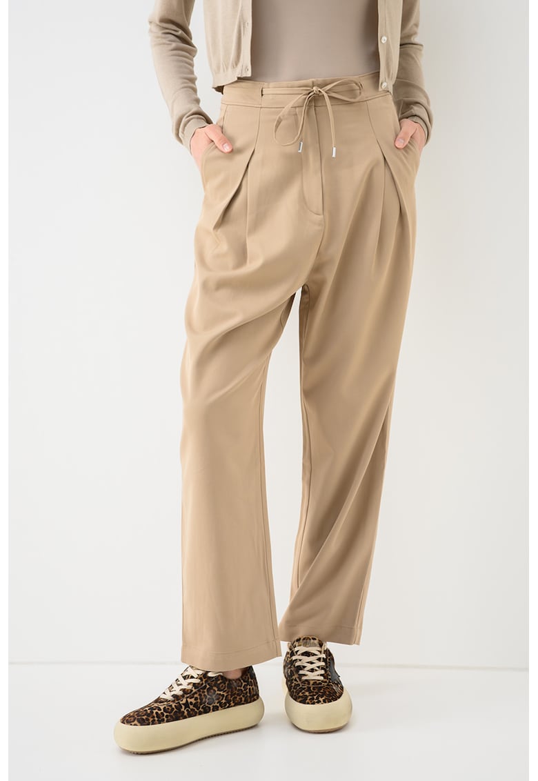 Pantaloni drepti cu snur - Bej