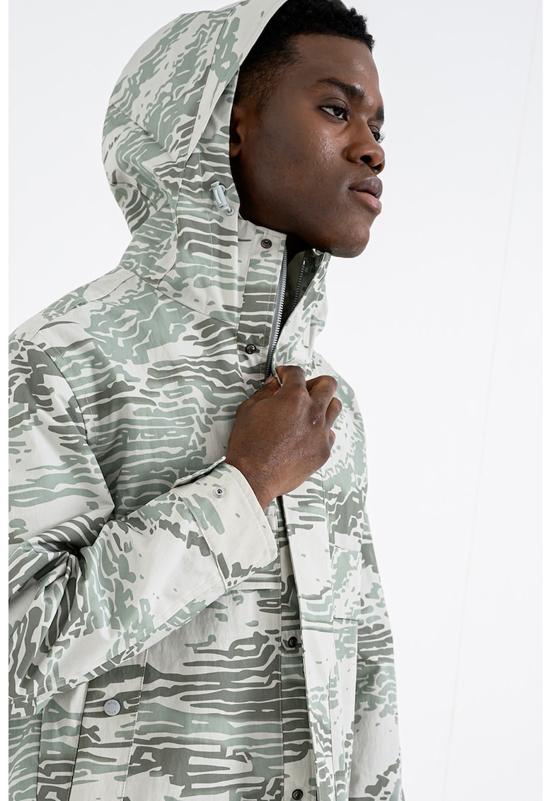 Jacheta cu model si gluga - Verde/Bej/Kaki