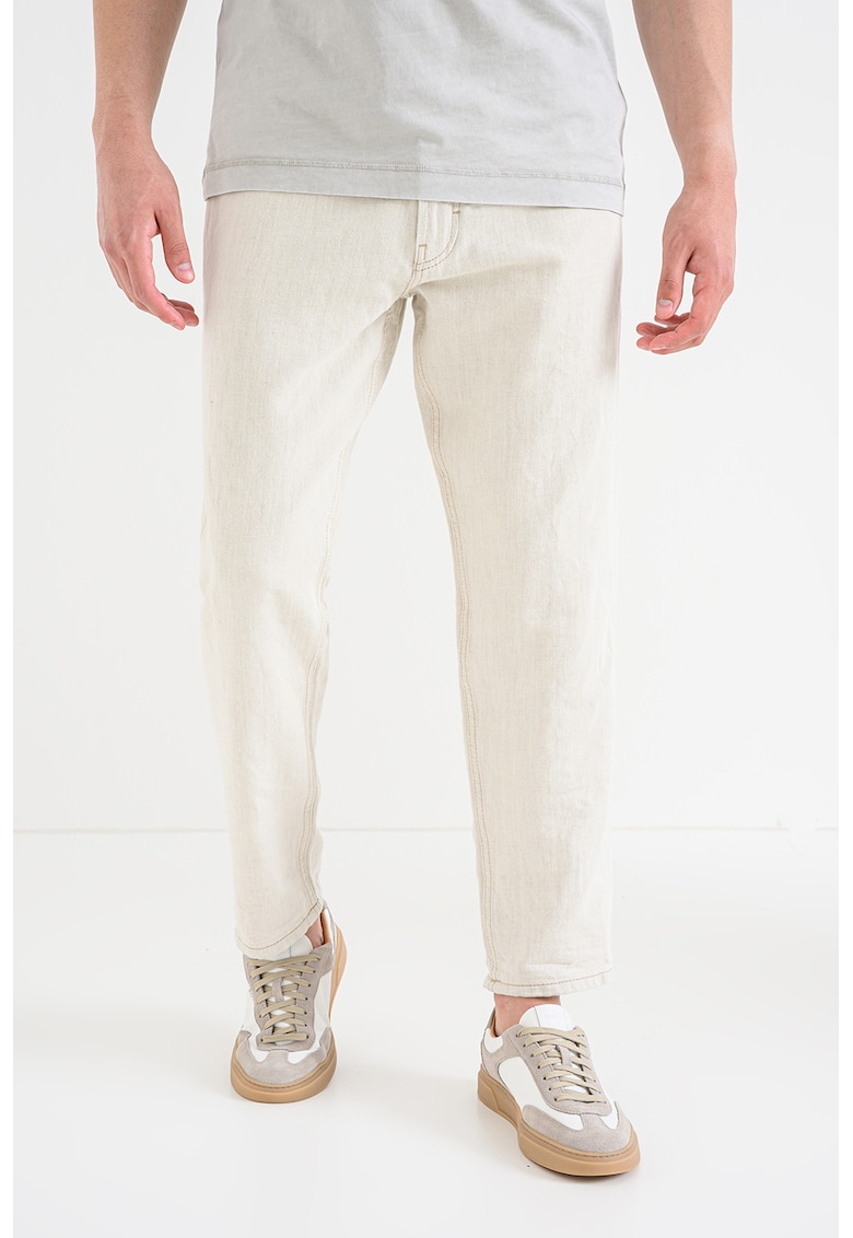 Blugi relaxed fit cu croiala conica 838 - Bej deschis