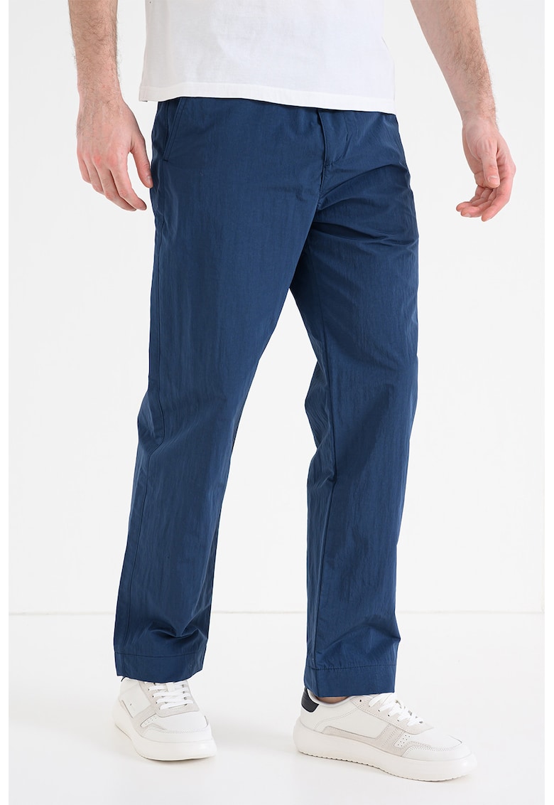 Pantaloni drepti cu o curea in talie - Albastru inchis