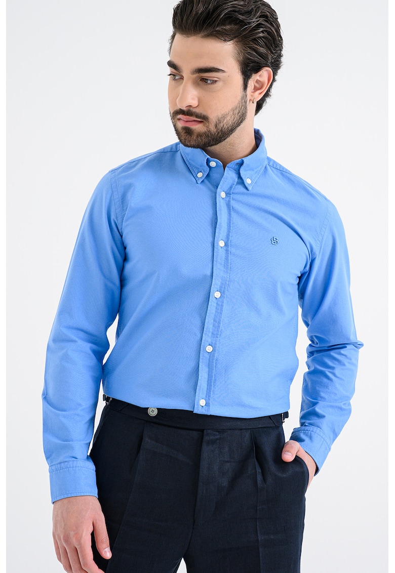 Camasa slim fit cu guler fixat cu nasturi Roan - Albastru deschis