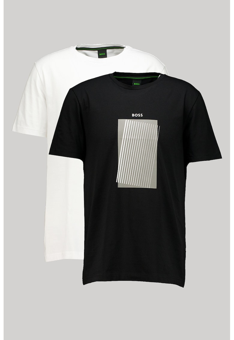 Set de tricouri cu decolteu la baza gatului - 2 piese - Alb/Negru