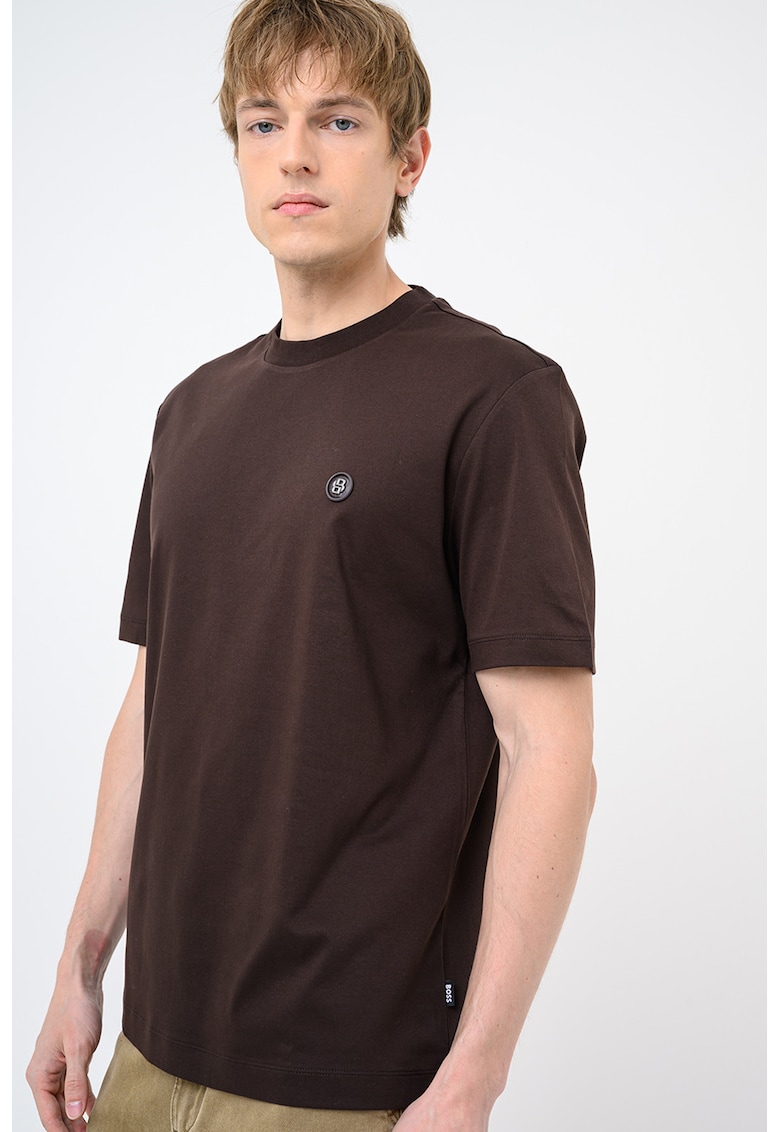 Tricou cu decolteu rotund Taut - Maro inchis