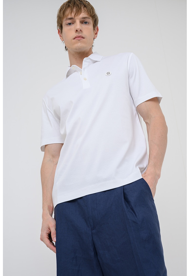 Tricou polo regular fit Parris - Alb optic