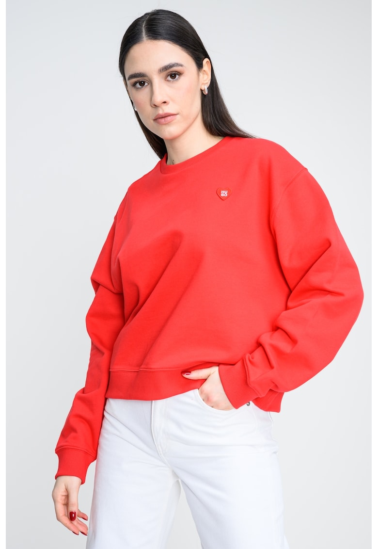 Bluza de trening cu croiala lejera si maneci cazute - Rosu vermillion