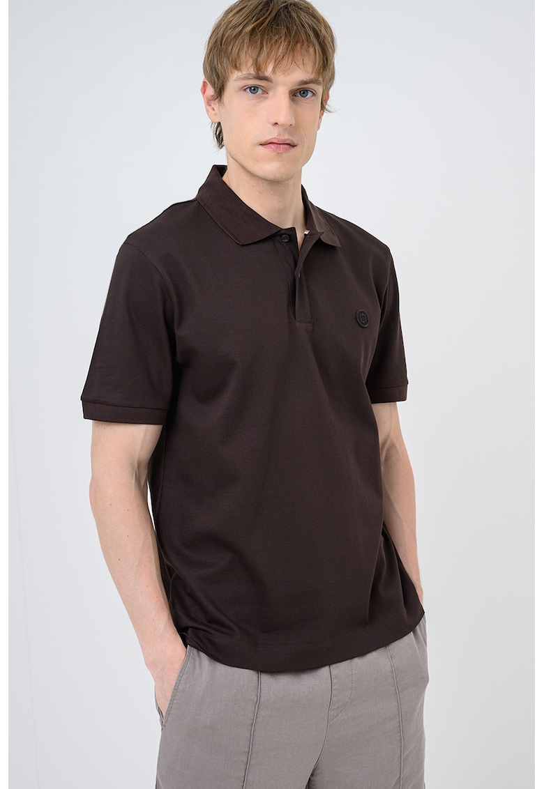 Tricou polo de bumbac Parris - Maro inchis