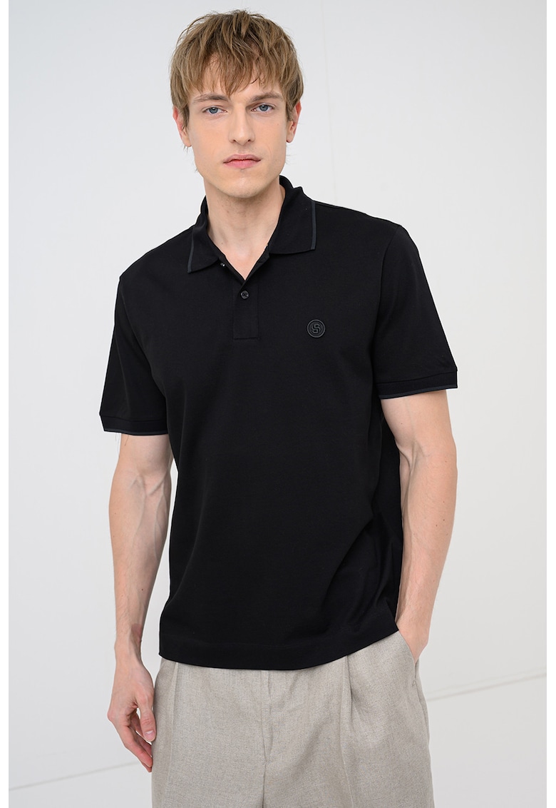 Tricou polo de bumbac Parris - Negru