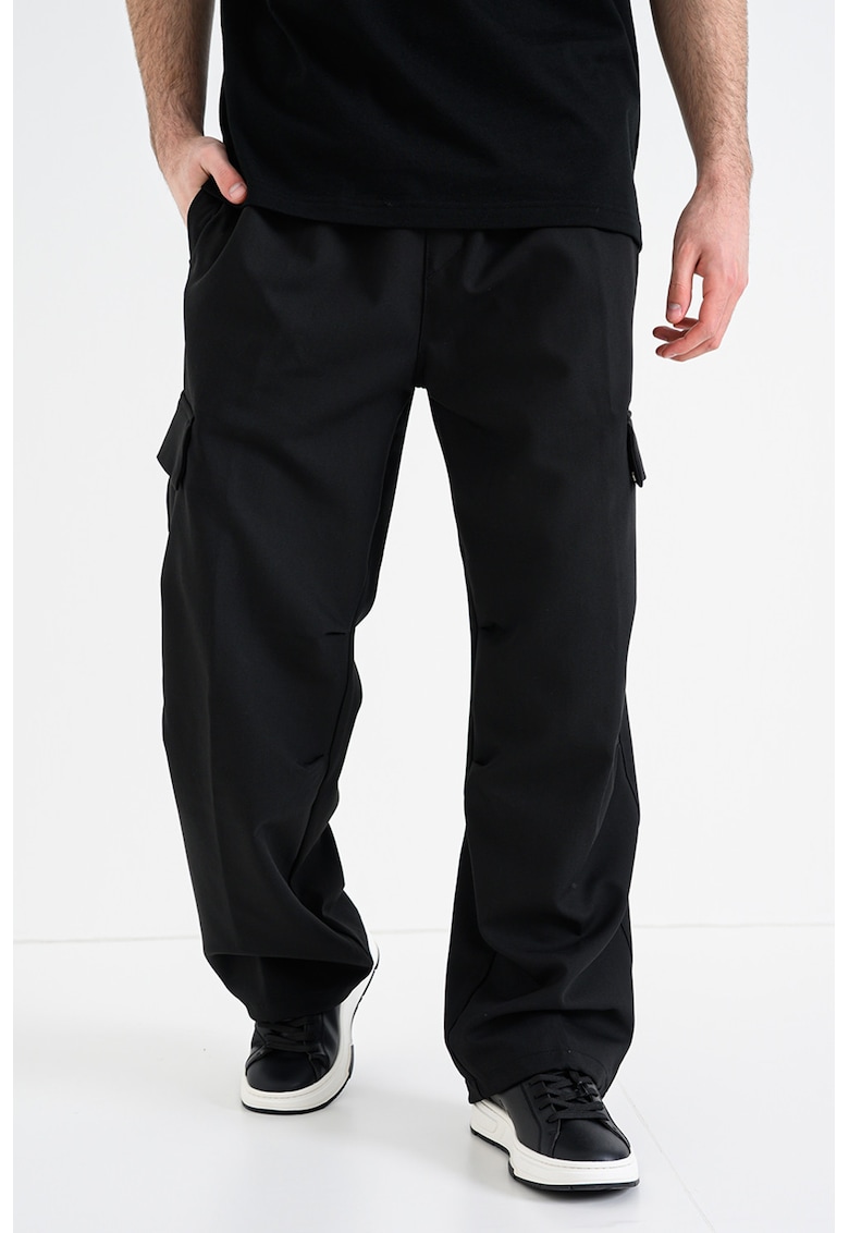 Pantaloni de trening cargo relaxed fit Fabio - Negru