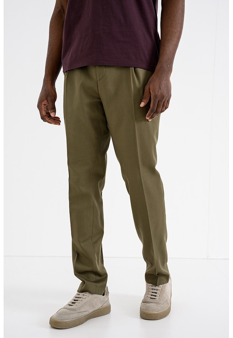 Pantaloni slim fit din amestec de lyocell - Kaki inchis