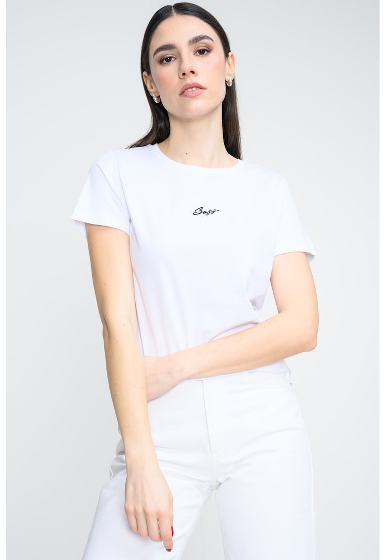 Tricou din bumbac cu logo - Alb optic