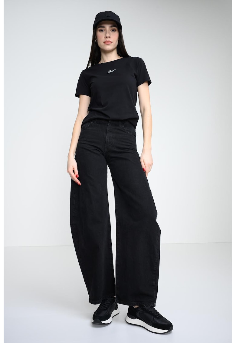 Tricou din bumbac cu logo - Negru