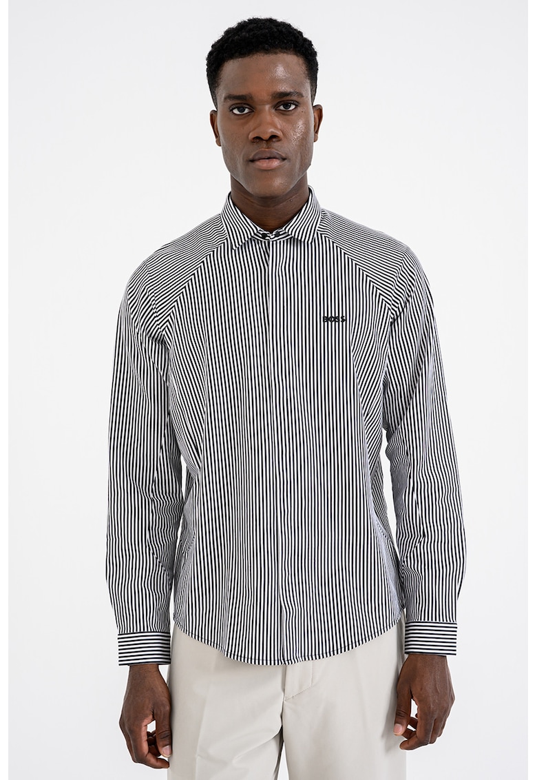 Camasa in dungi cu maneci raglan lungi - Alb/Negru