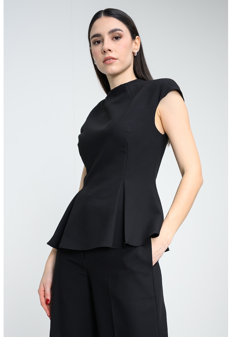 Buza cu peplum cu maneci scurte - Negru