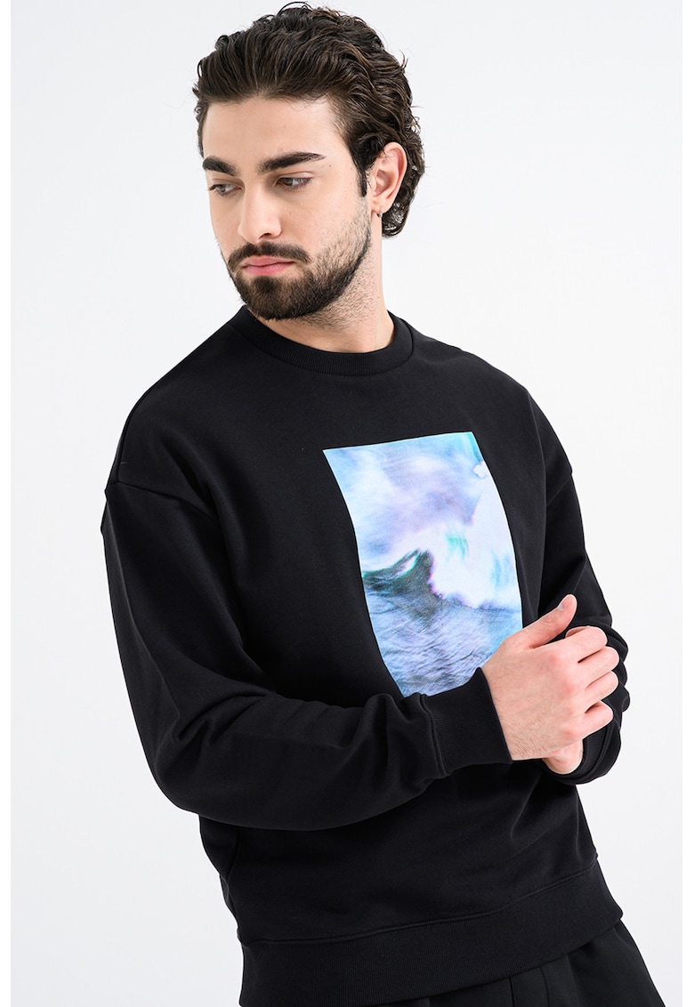 Bluza de trening de bumbac cu imprimeu - Verde/Negru/Albastru